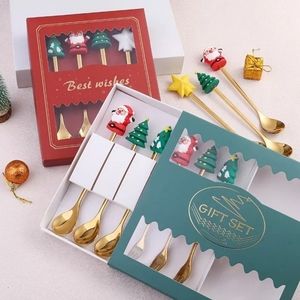 Holiday Cutlery Set Gold Spoons Forks Christmas Toppers Gift